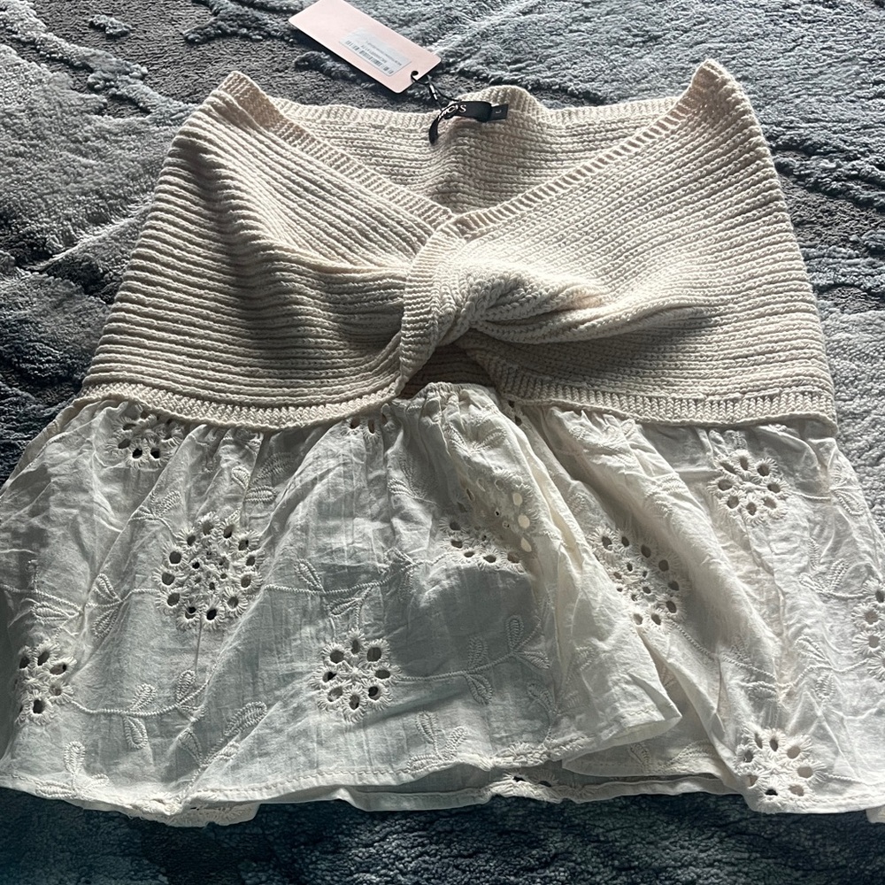Elegant Cream Eyelet Top